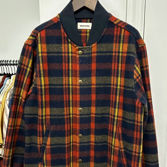 Taylor Stitch (Limited Edition) Bomber Jacket in Navy Plaid Wool (size 40/M) - Picture 3 of 7